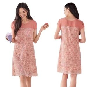 Sundance Rose Palace Embroidered Dress Size large Lace Overlay‎ Cap Sleeve Party